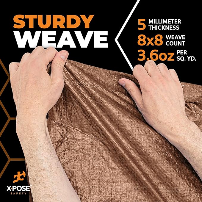 Multipurpose Protective Cover Brown Poly Tarp 12' x 25'