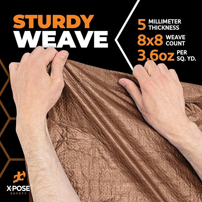 Multipurpose Protective Cover Brown Poly Tarp 10' x 20'
