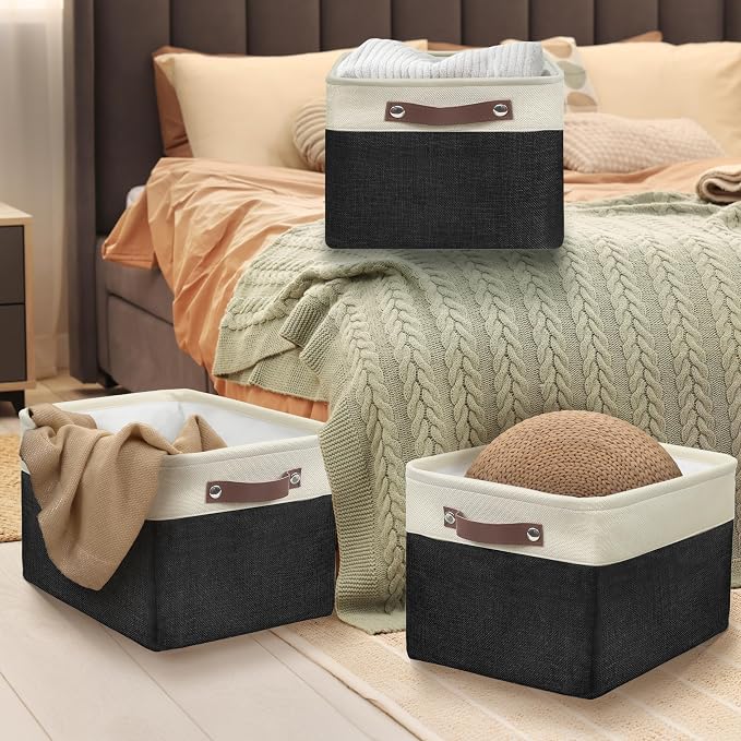 SIMPLE HOUSEWARE Large Fabric Storage Bin, 3 Pack