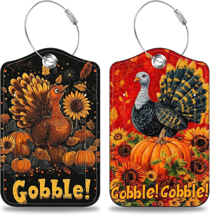 2 Pack Pumpkin and Sunflower Luggage Tags