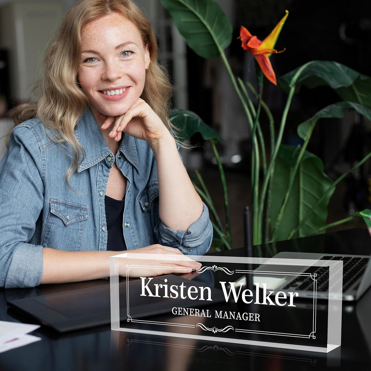 Personalized Desk Name Plates, Acrylic Engraved Name Plate for Desk, Custom Office Gifts & Desk Decor for Women Men, Employee Appreciation Gifts for Boss Teacher Nurse