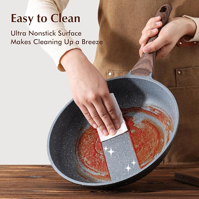 SENSARTE Nonstick Frying Pan Skillets, Swiss Granite Coating Omelette Pans