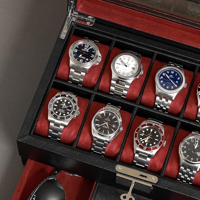 ROTHWELL 10-Slot Watch Box in Leather
