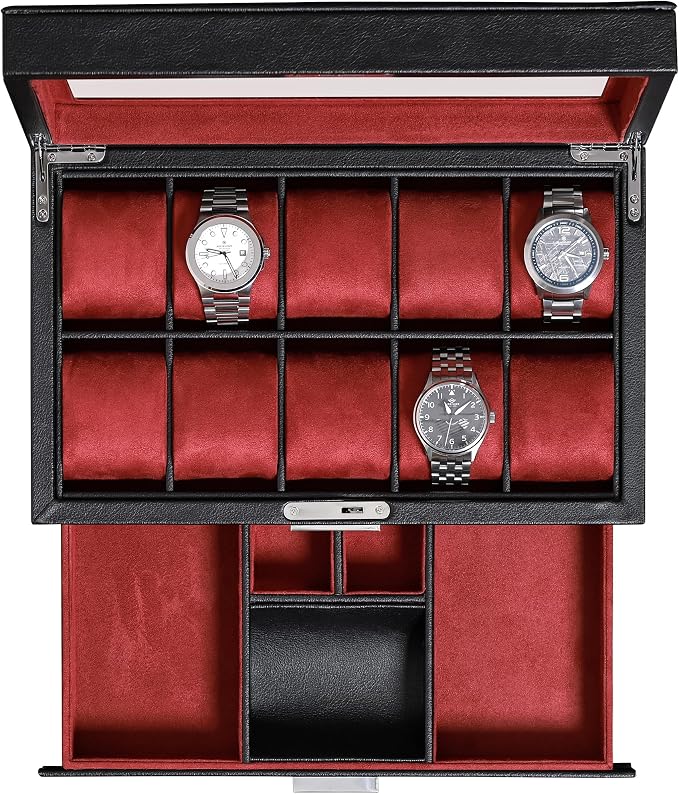 ROTHWELL 10-Slot Watch Box in Leather
