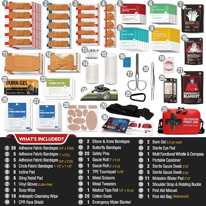 152 PCS Waterproof First Aid Kit, Portable Small Boat Dry Bag Bug Out Bags
