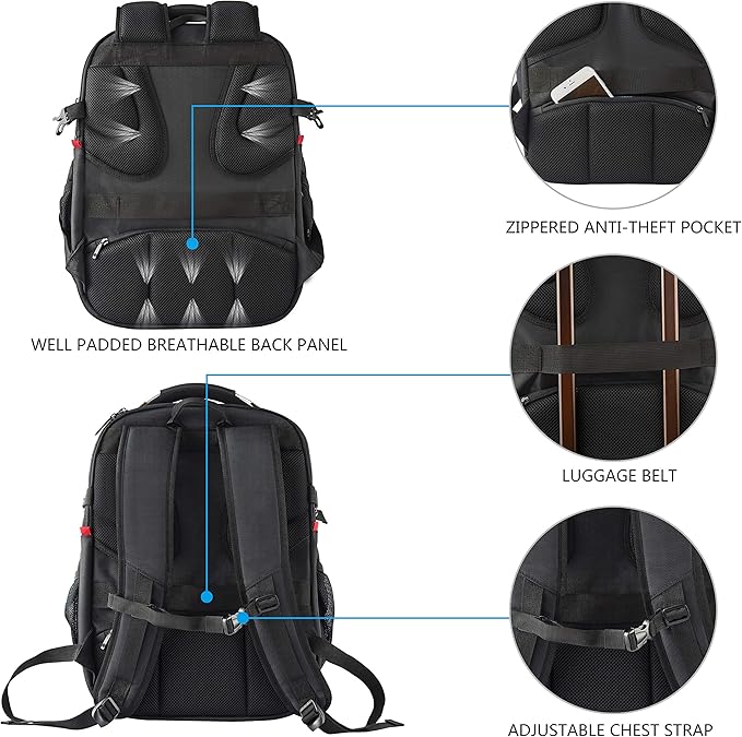 KROSER Travel Laptop Backpack 17.3 Inch XL Computer Backpack