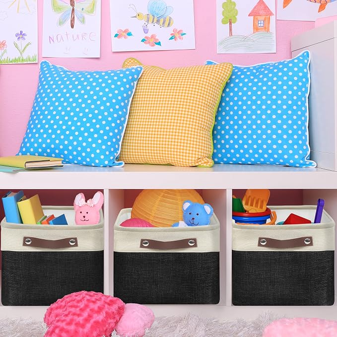 SIMPLE HOUSEWARE Large Fabric Storage Bin, 3 Pack