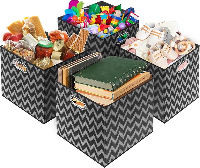SIMPLE HOUSEWARE 13-Inch Collapsible Fabric Cube Storage Bin