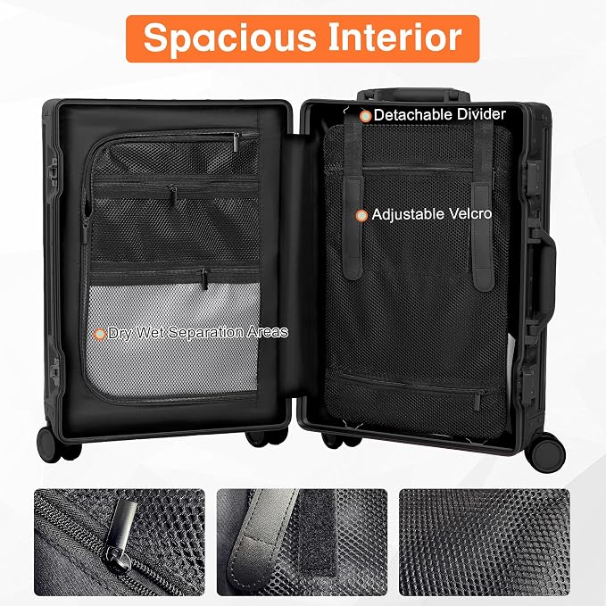 All Aluminum 24 Inch Check In Luggage Hard Shell Suitcases