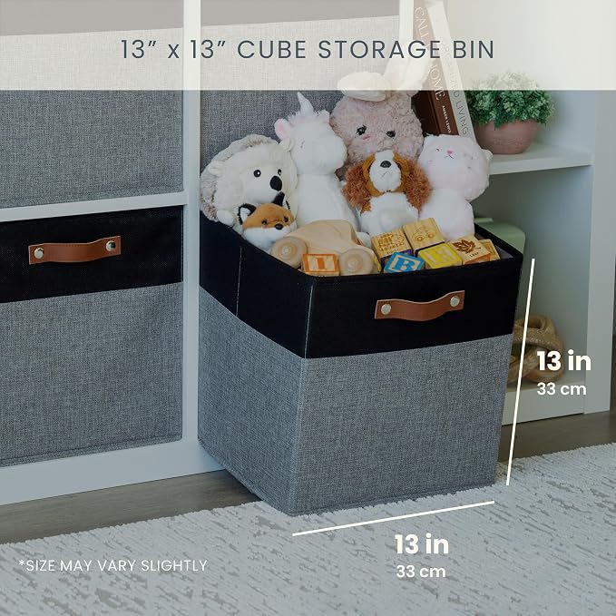 OrganiHaus 13x13 Cube Fabric Storage Bins Set of 4, Fabric Storage Cubes w/