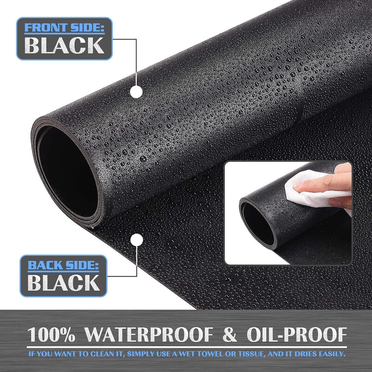 K KNODEL Large Office Leather Desk Mat, Mouse and Keyboard Pad, Computer and Laptop Mat, Desktop Protector and Cover, Writing Pad and Blotter (47.2"x23.6", Black)