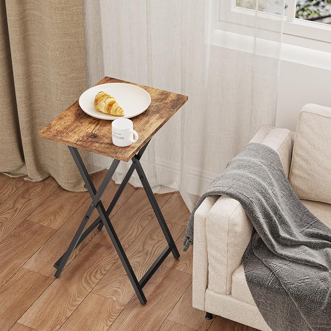 Foldable TV Trays, Small Folding Table, TV Trays Set of 2, TV Dinner Tray