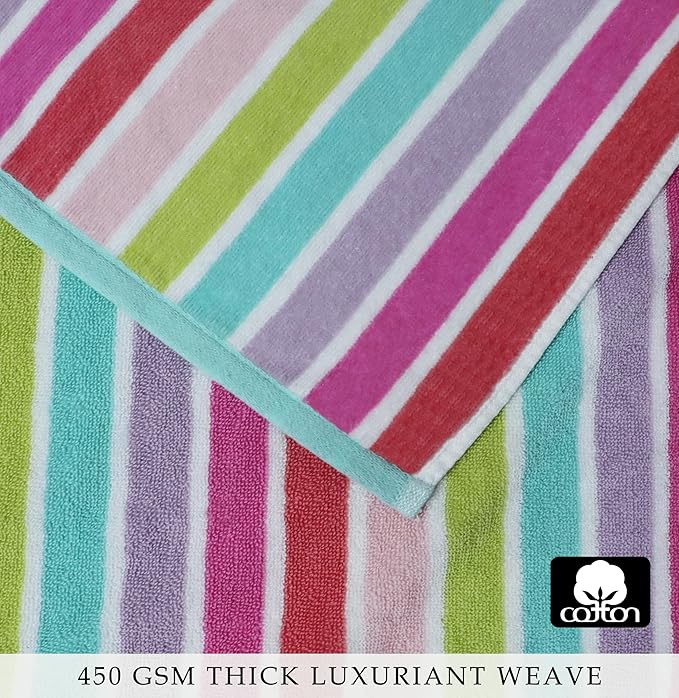 COTTON CRAFT Hooded Beach Towel – Oversized 35 x 70 Towel with Hood for Adults - 100% Cotton Velour Dobby Terry Towel - 450 GSM Pool Bath Wrap - Soft Absorbent Quick Dry – Pink Multi