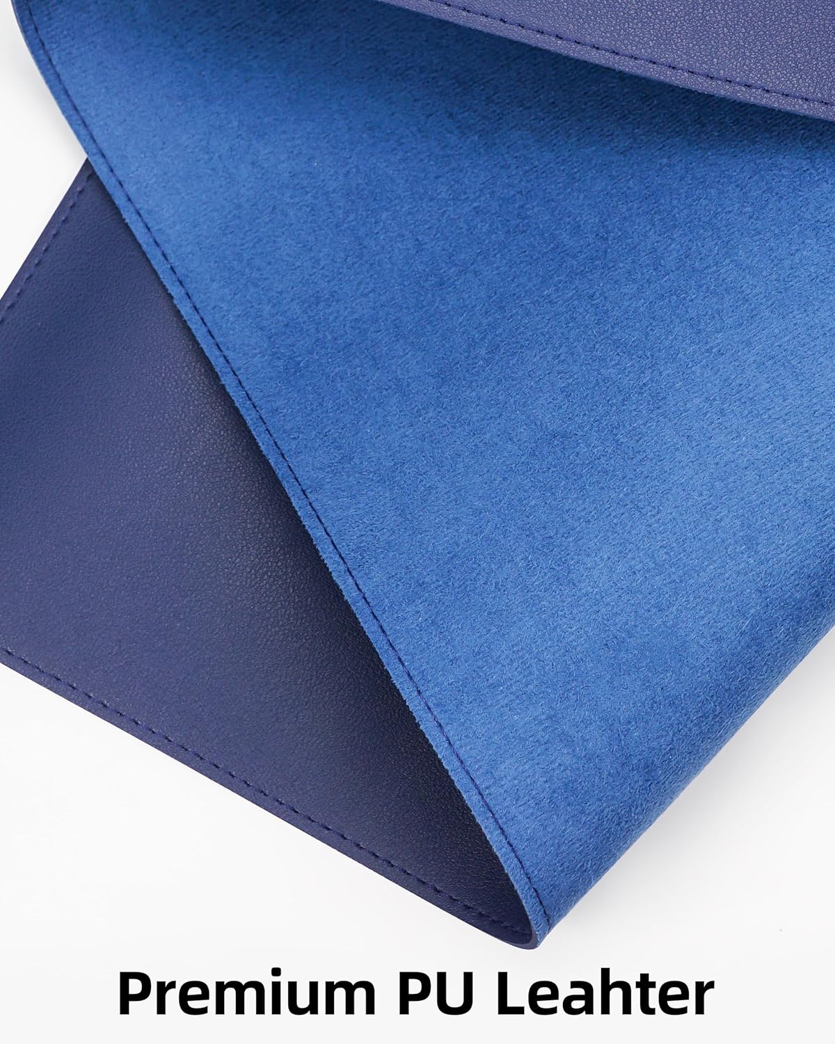 Large Desk Pad Mat - Waterproof Mouse Pad & Desk Protector, Non-Slip XL PU Leather Gaming Mat for Keyboard/Mouse, Stitched Edge with Ergonomic Support, 47"x17" (Blue)