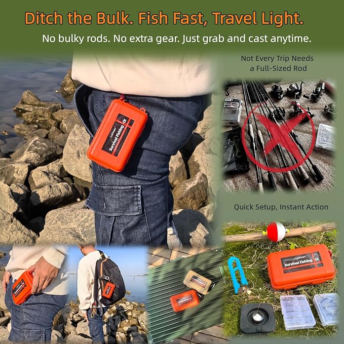 Mini Survival Fishing Kit Small Emergency Fishing TackleBox Pocket Outdoor