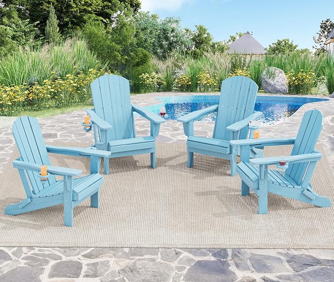 SERWALL Adirondack Chair with Cup Holders