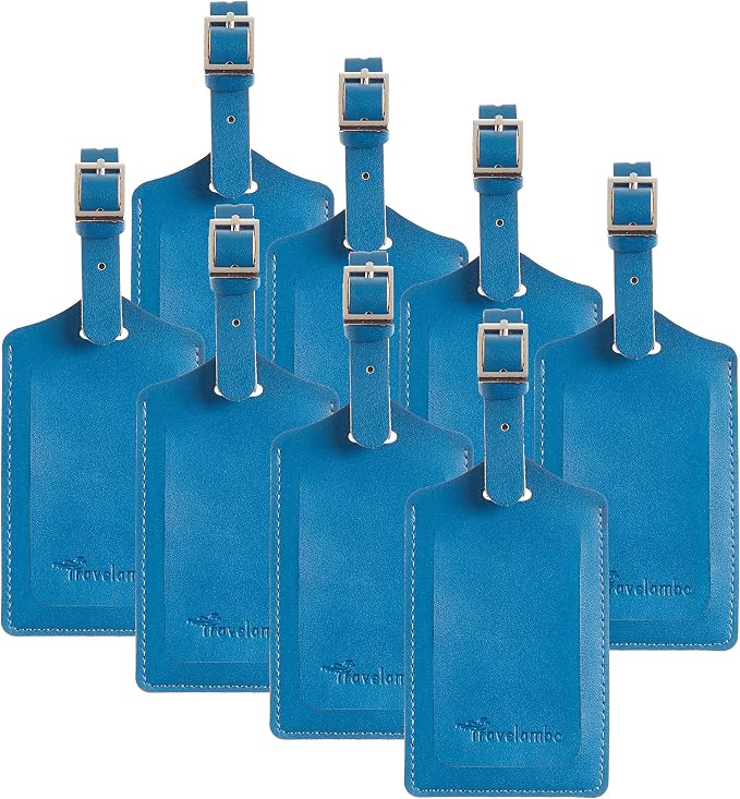 8 Pack Leather Luggage Travel Bag Tags by Travelambo