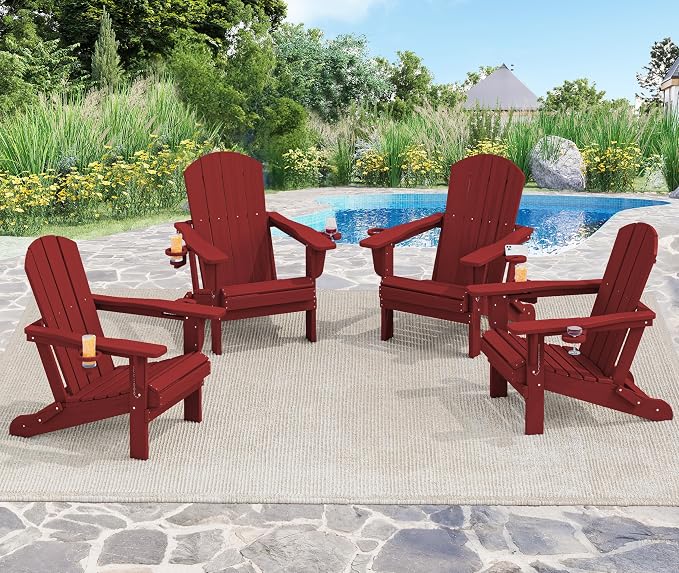 SERWALL Adirondack Chair with Cup Holders