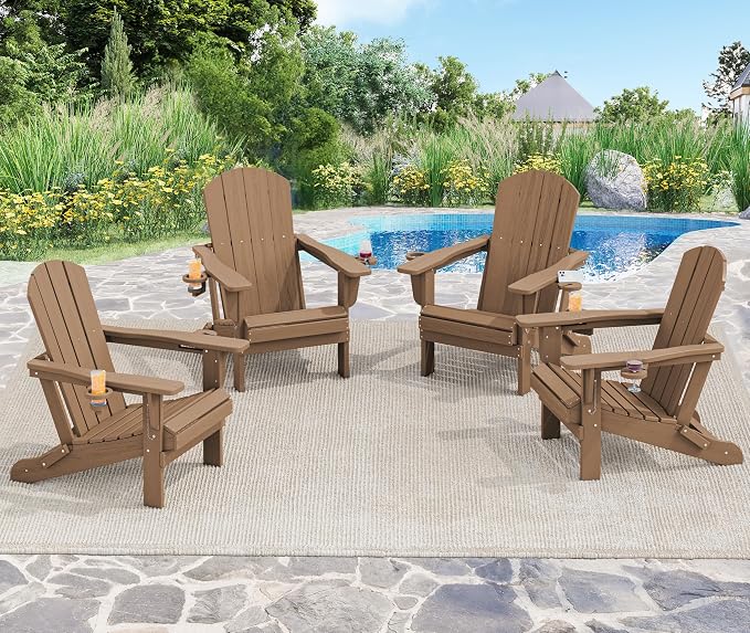 SERWALL Adirondack Chair with Cup Holders