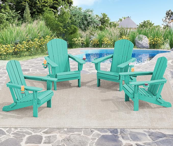 SERWALL Adirondack Chair with Cup Holders